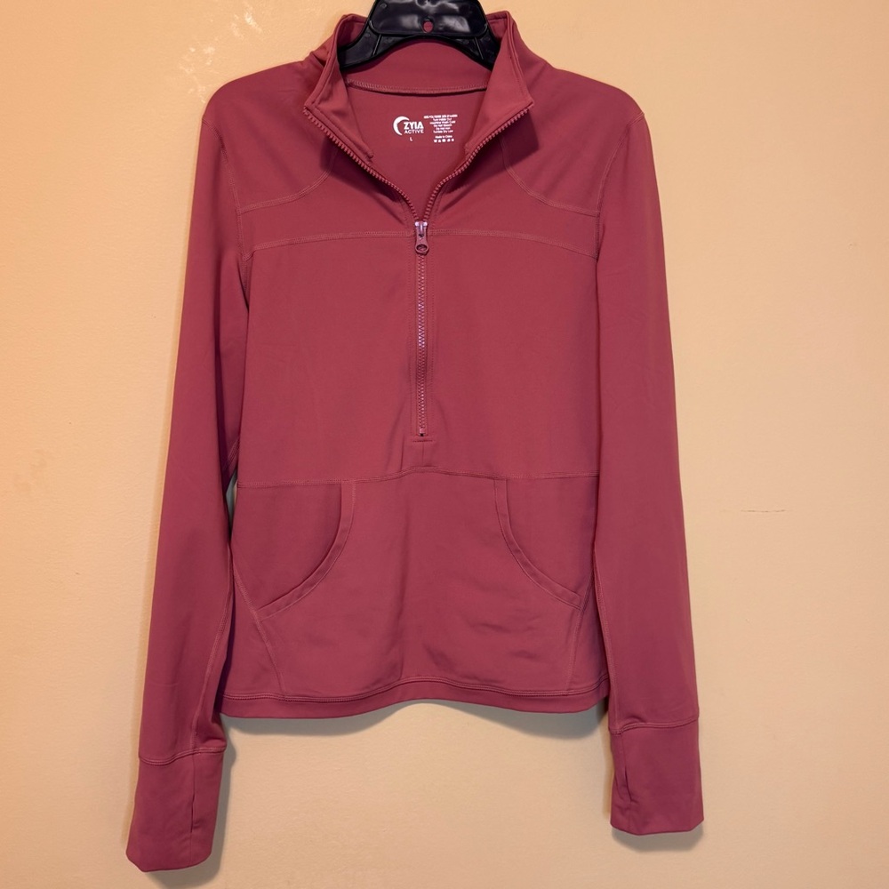 Zyia Active Salmon Pocket 1/2 Zip Pullover Long Sleeve Salmon Size Large